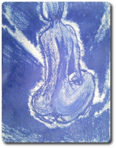 Dessin intitulée "blue monochrome" par Frédéric Bastin, Œuvre d'art originale