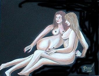 Peinture intitulée "La tendresse" par Michel Breuil, Œuvre d'art originale