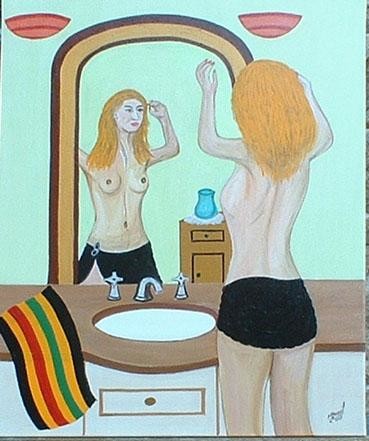Peinture intitulée "La toilette" par Michel Breuil, Œuvre d'art originale