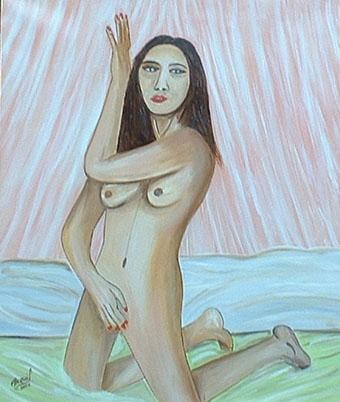 Peinture intitulée "Le coucher" par Michel Breuil, Œuvre d'art originale