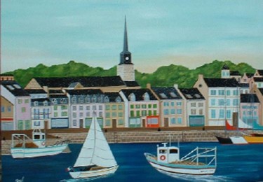 Peinture intitulée "Port du palais Bell…" par Michel Breuil, Œuvre d'art originale, Huile