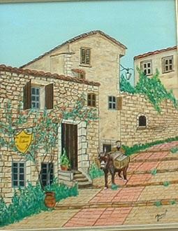 Peinture intitulée "Eze Village (06)" par Michel Breuil, Œuvre d'art originale
