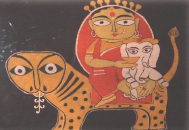 Peinture intitulée "Durga" par Pavni, Œuvre d'art originale