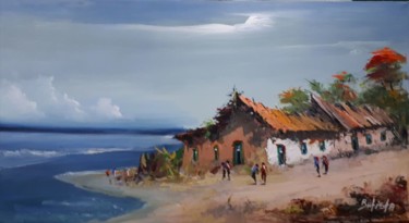 Pintura intitulada "Praia Brasileira" por Batista, Obras de arte originais, Acrílico
