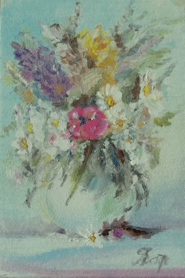 Картина под названием "Цветы 2" - Aleksandra Batrakova, Подлинное произведение искусства, Масло
