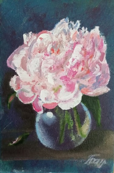 Schilderij getiteld "peonies mini" door Aleksandra Batrakova, Origineel Kunstwerk, Olie