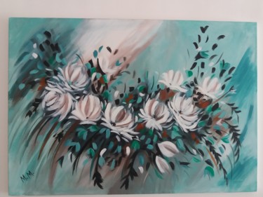Painting titled "White Flowers" by M M, Original Artwork, Acrylic