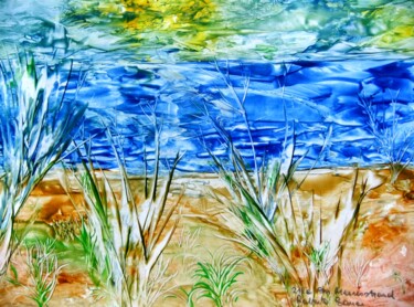 Painting titled "219e Am Meeresstran…" by Robert Bauer, Original Artwork, Encaustic