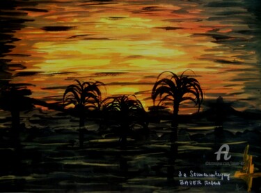 Malerei mit dem Titel "003a Sonnenuntergan…" von Robert Bauer, Original-Kunstwerk, Tempera