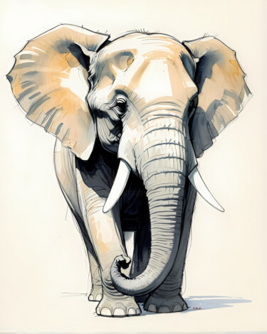 Digitale Kunst mit dem Titel "Elephant" von Johannes Baul, Original-Kunstwerk, Digitale Malerei