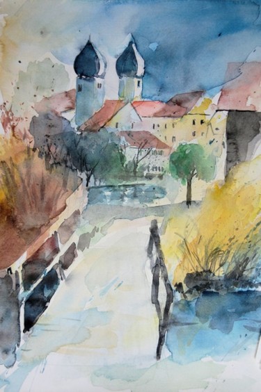 Painting titled "Kloster Seeon" by Johannes Baul, Original Artwork, Oil