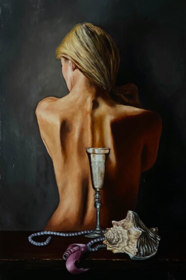 Pearl necklace Peinture intitulée "Pearl necklace" par Oleg Baulin, Œuvre d'art originale, Huile