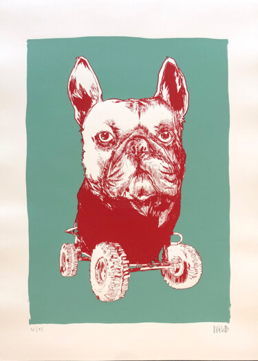 Printmaking titled "Bulldog" by Bault, Original Artwork, Digital Print