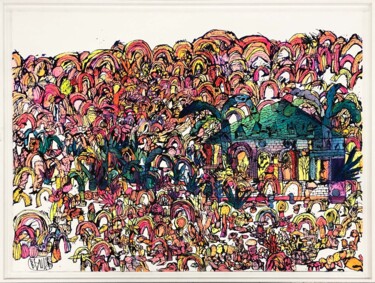 Картина под названием "La cabane dans les…" - Bault, Подлинное произведение искусства, Акрил Установлен на Деревянная рама д…
