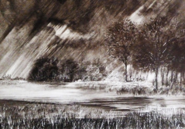 Peinture intitulée "jour-de-pluie-80x60…" par Jean Claude Baumier ( Maître Pastelliste, Œuvre d'art originale