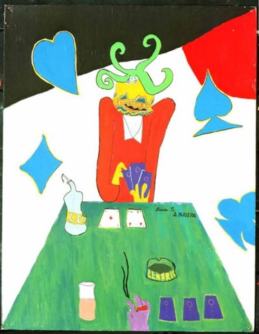 Peinture intitulée "Le joueur de carte…" par Laurent Bavella, Œuvre d'art originale