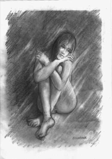 Dessin intitulée "sophie dessin de nu." par Delatour, Œuvre d'art originale, Graphite