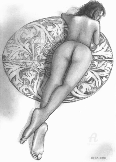Drawing titled "la belle farah dess…" by Delatour, Original Artwork, Pencil