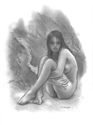 Dessin intitulée "katia dessin de nu" par Delatour, Œuvre d'art originale, Graphite