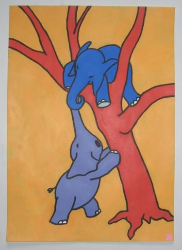 Peinture intitulée "Sur un arbre" par Laurent Flandin, Œuvre d'art originale