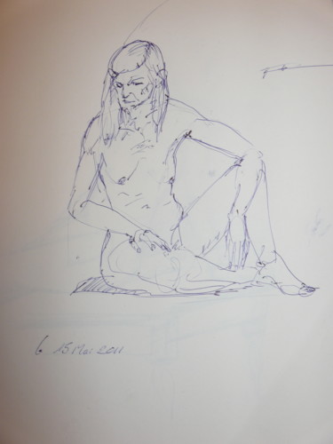 Drawing titled "Pose#23" by Bagnamou Konate, Original Artwork