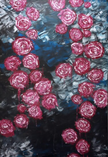Картина под названием "Bleeding Roses" - Bayan Mahdi, Подлинное произведение искусства, Акрил