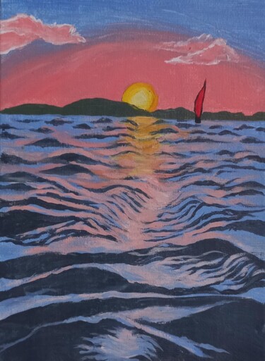 Pittura intitolato "Sunset Over Kiyevs…" da Bayan Mahdi, Opera d'arte originale, Acrilico