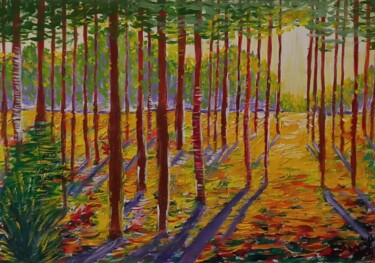 Painting titled "Autumn Morning" by Bayan Mahdi, Original Artwork, Acrylic