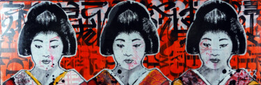 Картина под названием "Kyoto Triple" - Bayonas, Подлинное произведение искусства, Масло Установлен на Деревянная рама для но…