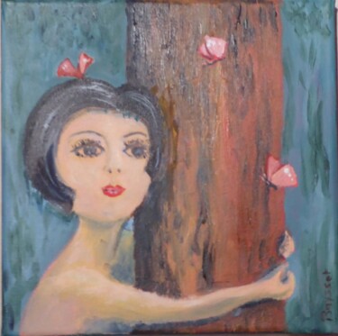 Peinture intitulée "Auprès de mon arbre…" par Marie Baysset, Œuvre d'art originale, Acrylique Monté sur Carton