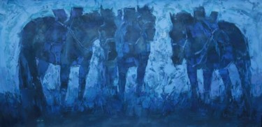 Pintura titulada "Blue Dusk" por Bazaa, Obra de arte original, Oleo