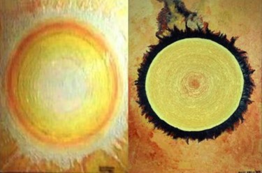 Soleil positif & négatif Peinture intitulée "Soleil positif & né…" par Rose Mélicher, Œuvre d'art originale, Huile
