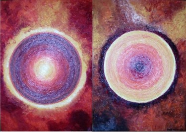 Mars-positif-&-négatif. Peinture intitulée "Mars-positif-&-néga…" par Rose Mélicher, Œuvre d'art originale, Huile