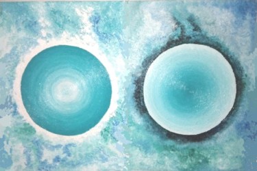 Peinture intitulée "Neptune-positif-&-n…" par Rose Mélicher, Œuvre d'art originale, Huile
