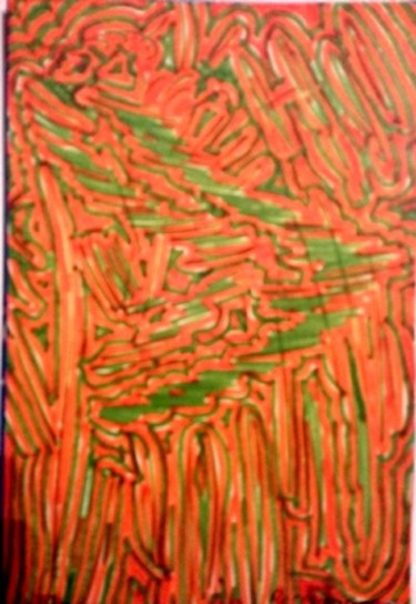 Dessin intitulée "Orangevert charabia…" par Rose Mélicher, Œuvre d'art originale, Marqueur