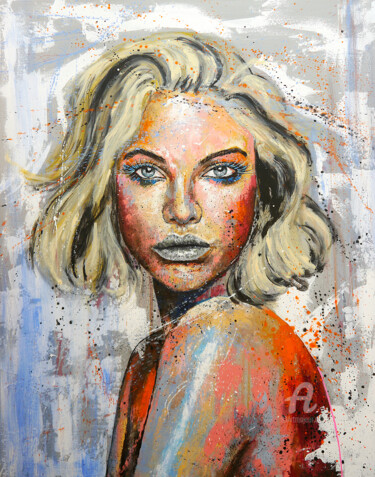 Peinture intitulée "Portrait PS 77 Woman" par Bazévian Delacapucinière, Œuvre d'art originale, Acrylique Monté sur Châssis e…