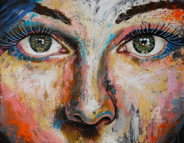 Peinture intitulée "Portrait Closeup 11…" par Bazévian Delacapucinière, Œuvre d'art originale, Acrylique Monté sur Châssis e…