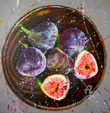 Картина под названием "Still Life Figs Sta…" - Bazévian Delacapucinière, Подлинное произведение искусства, Акрил Установлен…