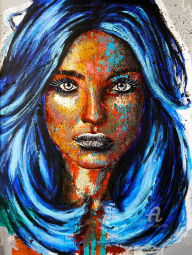 Painting titled "Portrait PS 22 Rega…" by Bazévian Delacapucinière, Original Artwork, Oil Mounted on Wood Panel