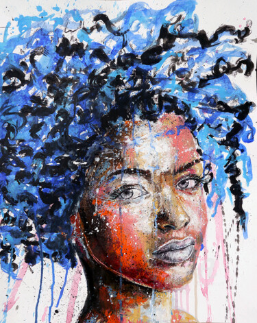 Peinture intitulée "Portrait PS 80 Woman" par Bazévian Delacapucinière, Œuvre d'art originale, Huile