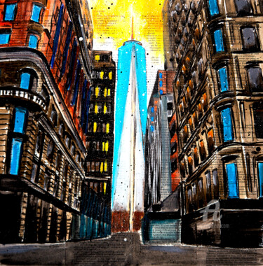 Painting titled "Urban New York One…" by Bazévian Delacapucinière, Original Artwork, Acrylic Mounted on Wood Stretcher frame