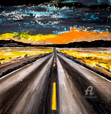 Pintura titulada "Road Lines II" por Bazévian Delacapucinière, Obra de arte original, Oleo Montado en Bastidor de camilla de…