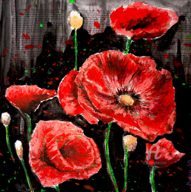 Pintura titulada "Still Life Poppy St…" por Bazévian Delacapucinière, Obra de arte original, Oleo Montado en Bastidor de cam…