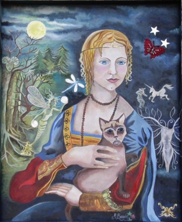 Peinture intitulée "La reine de la nuit" par Francoise Bazin, Œuvre d'art originale