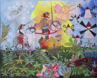 Painting titled "Don Quichotte" by Francoise Bazin, Original Artwork