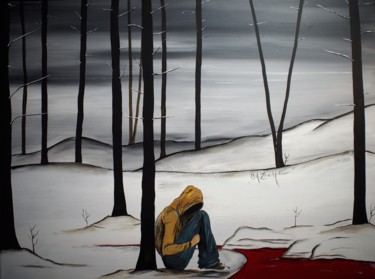 Peinture intitulée "" La longue nuit "" par Bazoche, Œuvre d'art originale, Acrylique