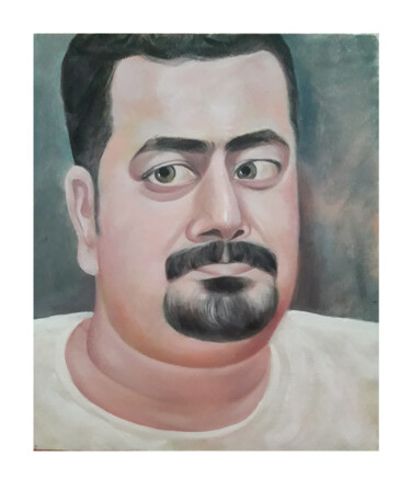 Schilderij getiteld "self portrait new" door Balucharan Us, Origineel Kunstwerk, Olie