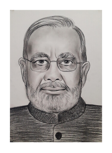 Dessin intitulée "Narendra Modi (Prim…" par Balucharan Us, Œuvre d'art originale, Crayon