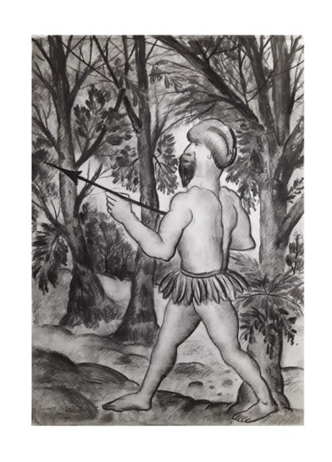 Disegno intitolato "The Hunter" da Balucharan Us, Opera d'arte originale, Matita