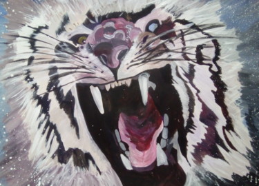 Malarstwo zatytułowany „The Tiger: An Old H…” autorstwa Brankica Bogdanovic, Oryginalna praca, Akryl